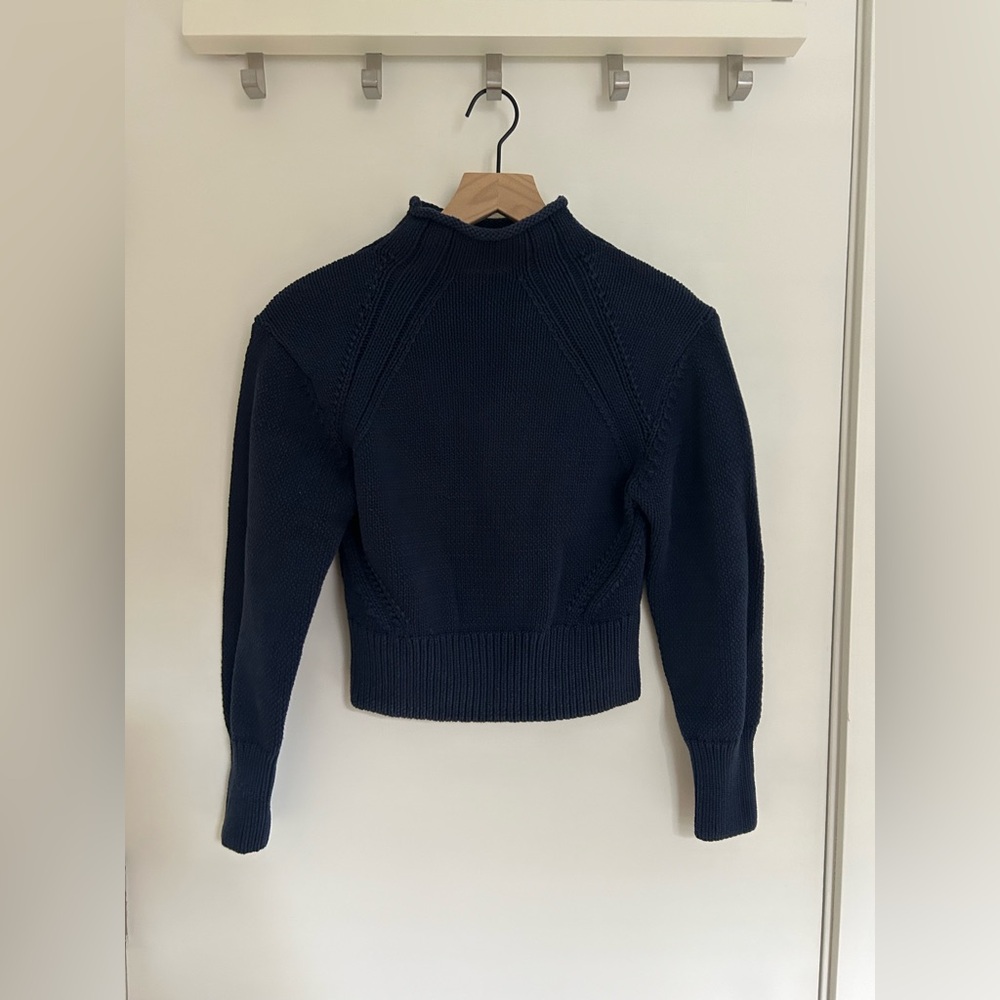 H&M Navy Mock Neck Cropped Jumper Size XS